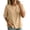 ZA-Khaki tops women, variant on Womens Elbow Sleeve Tops Crew Neck Asymmetrical Button Front Loose Fit Solid Color Casual Blouses for Daily Work Wear