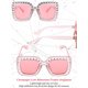 thumbnail image 2 of Oversize Square Sparkling Sunglasses Retro Thick Frame Sunglasses, 2 of 4