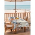 thumbnail image 2 of Outdoor Tablecloth with Umbrella Hole for Patio/Picnic/Party/Camping, Blue Coastal Waterproof Table Cloth Rectangle Table Cover Washable, Summer Beach Starfish Weeping Eucalyptus Retro (60"x 84"), 2 of 8