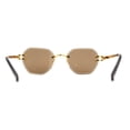 thumbnail image 2 of Mens Luxury Victorian Engraving Rimless Rounded Rectangle Sunglasses Gold Solid Brown, 2 of 4