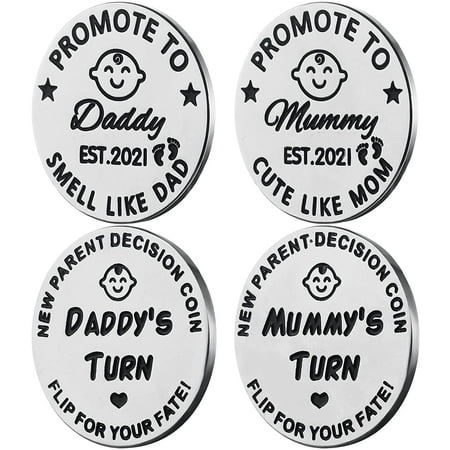 New Parent Decision Coin & Wooden Box - Funny Flip Coin For Mom & Dad, Baby Shower Gift, Mother's Day, Father's Day