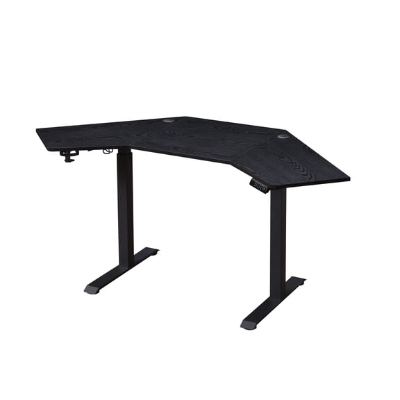 Pemberly Row Corner Electric Height Adjustable Wood Standing Desk in Black
