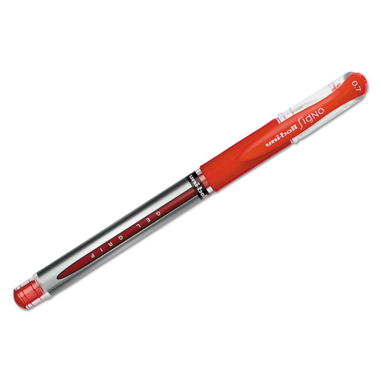 Uni-Ball 65452 Signo Gel Grip Roller Ball Stick Pen, Red Ink, Medium, Dozen