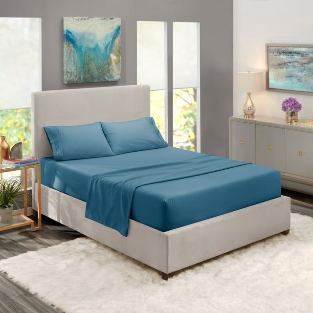 Bed Sheets Set 1800 Series Deep Pocket Soft Microfiber 4 Piece Queen Sheet Sets Gray