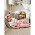 thumbnail image 6 of Loicainy Baby Toddler Girl Summer Outfits 3 6 12 18 Months Letter Print Short Sleeve Round Neck Romper Bow Pattern Pants Headband 3 Pcs Clothes Set, 6 of 7