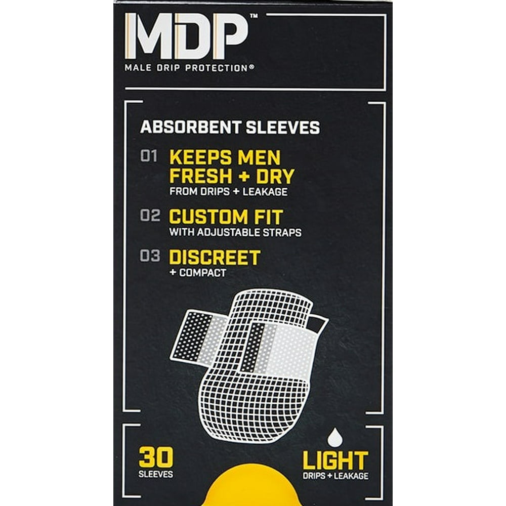 MDP Male Drip Protection Absorbent Sleeves for Light Incontinence, 30
