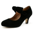 thumbnail image 1 of Women's Mary Jane Pumps with Heel Vintage Shoes Retro Cute Bow Round Toe Size 6, 1 of 8