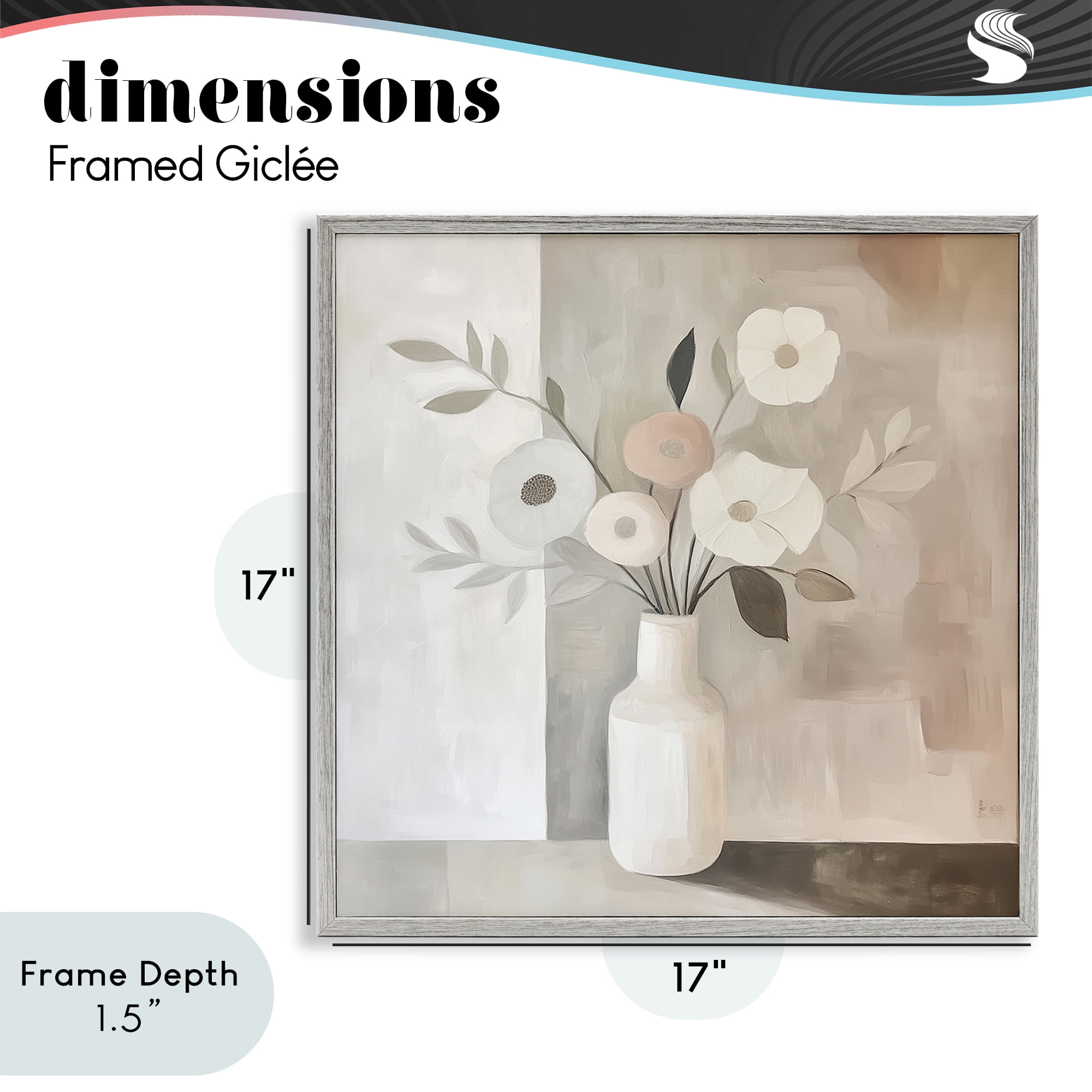 Stupell Industries Minimalist Muted Flower Vase Gray Framed Giclee Art, design by Heidi Kuntz