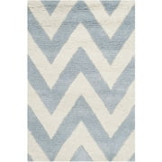 SAFAVIEH Cambridge Kaitlyn Zig Zag Stripes Wool Area Rug, Light Blue/Ivory, 2'3" x 3'9"