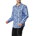 thumbnail image 5 of MODA NOVA Big & Tall Men's Leopard Print Button Down Long Sleeve Shirt Blue White M, 5 of 6