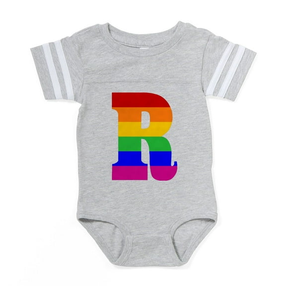 CafePress - Rainbow Letter R - Cute Infant Baby Football Bodysuit