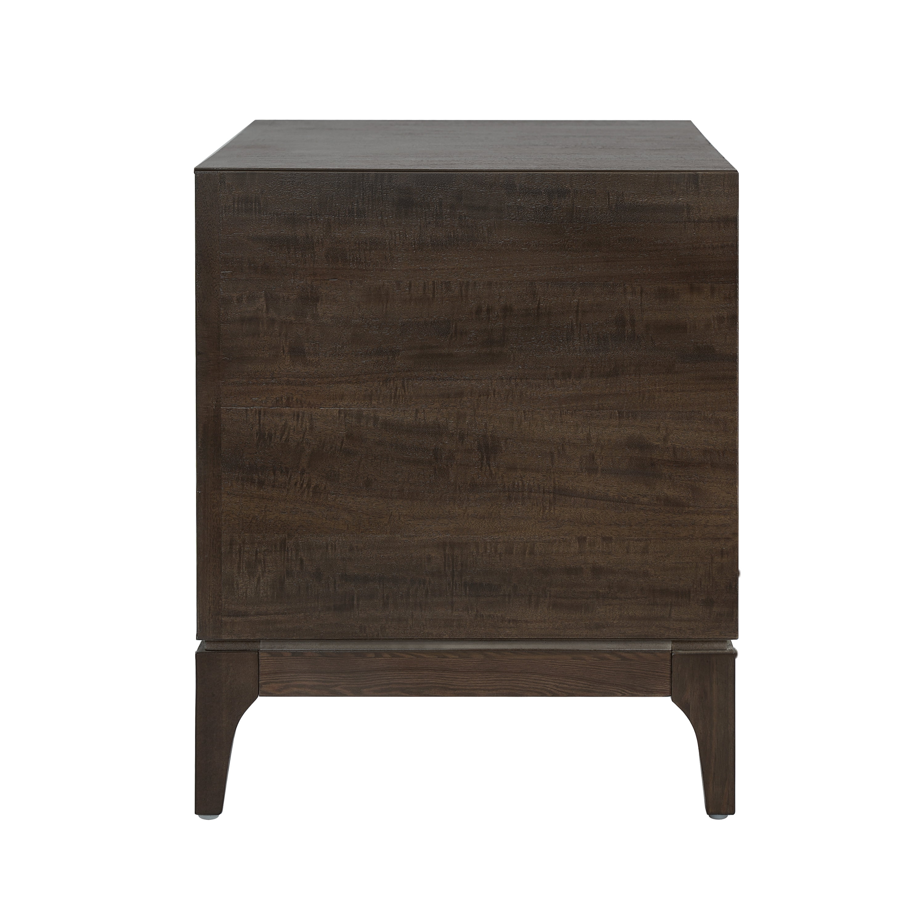 Euroco Modern Nightstand with 2 Drawers, Wood Bedside Table with Angled Patchwork Detail ,24" Wide End Table for Bedroom,Living Room,Brown