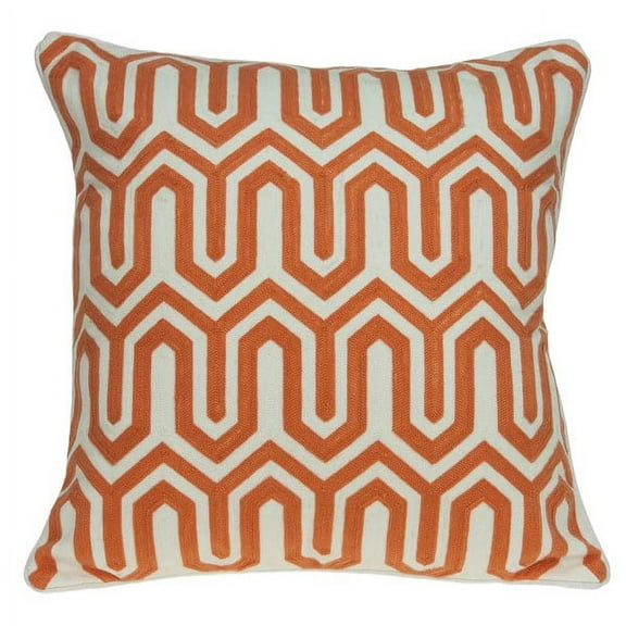 Nassau Collection 20" Orange Geometrical Embroider Throw Pillow