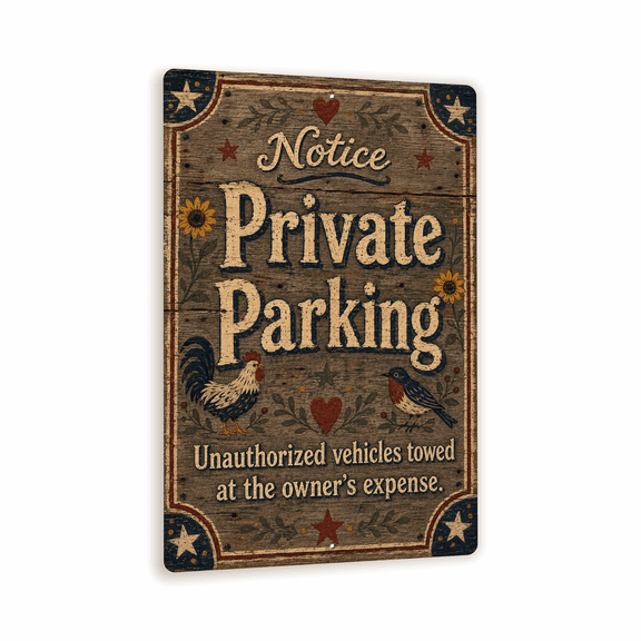 Private Parking Barnwood Business Sign - Metal Parking & Exterior Sign for businesses, garages & storefronts - 8"x 12" Aluminum Wall Sign - Indoor / Outdoor