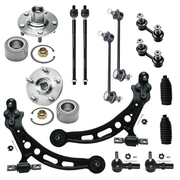 Detroit Axle - Front 14pc Suspension Kit for 1992-1996 Toyota Camry 2.2L, 2 Wheel Bearing Hubs 2 Control Arms 4 Tie Rods 4 Front & Rear Sway Bars 2 Boots 1993 1994 1995 Replacement