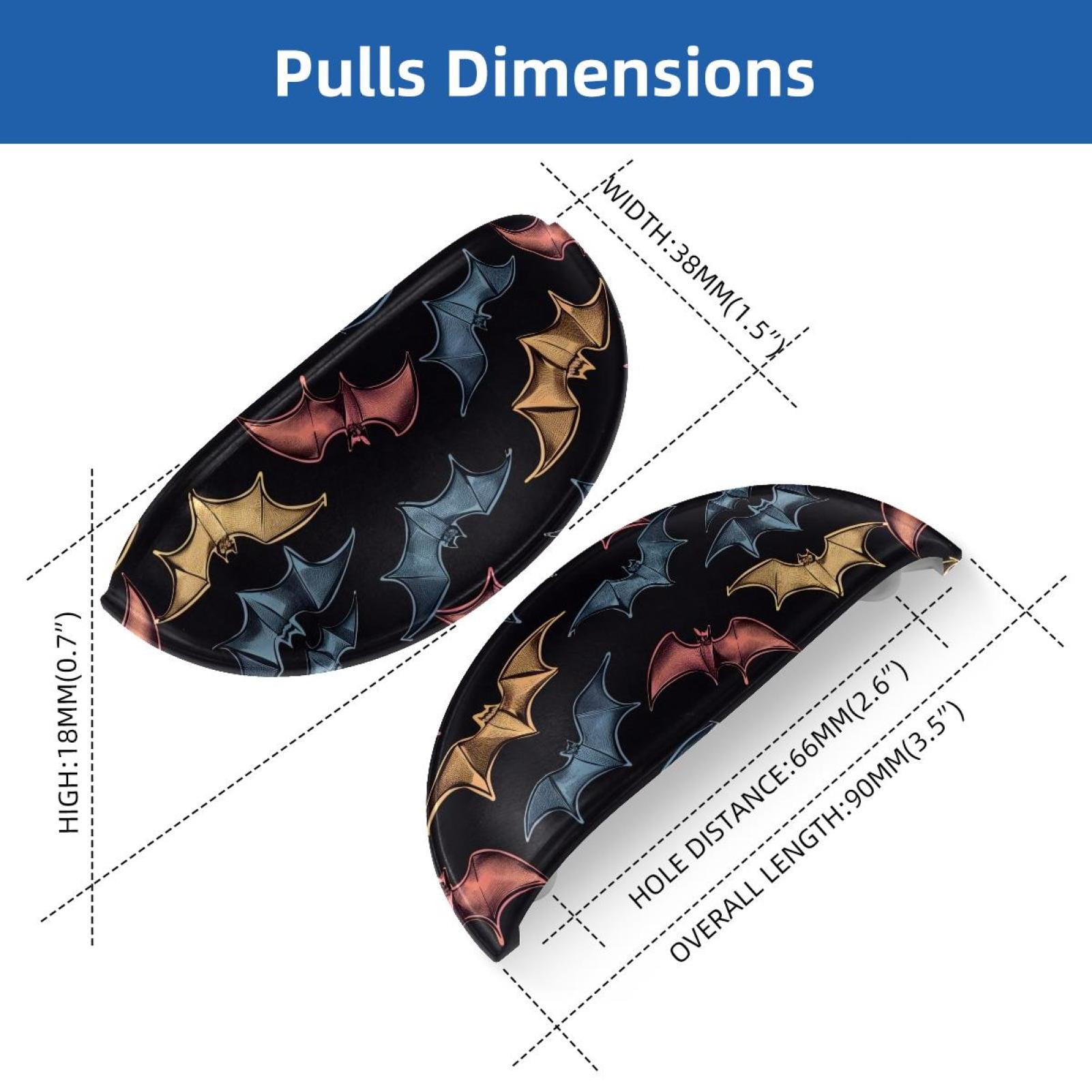 PhooArto 6 Pcs Cup Drawer Pulls, Animal Bats Pattern Shell Shape Handles Cabinet Knobs for Dresser Cupboard Closet Wardrobe with Screws