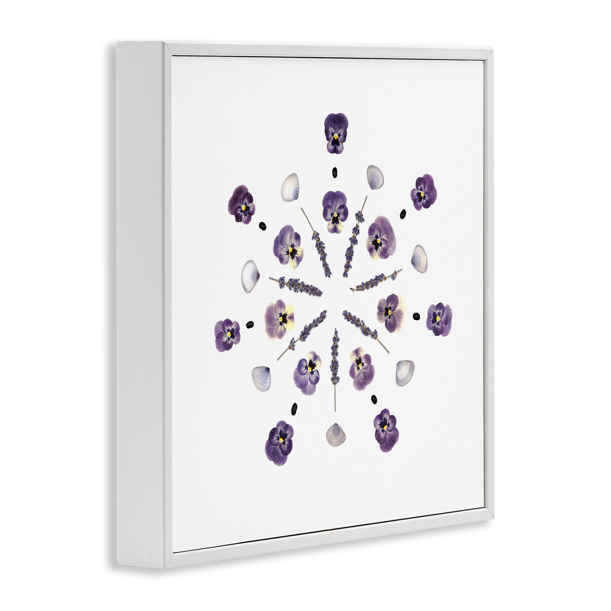 Stupell Industries Pansies & Lavender Symmetry White Framed Giclee Art, design by Beth Adoette
