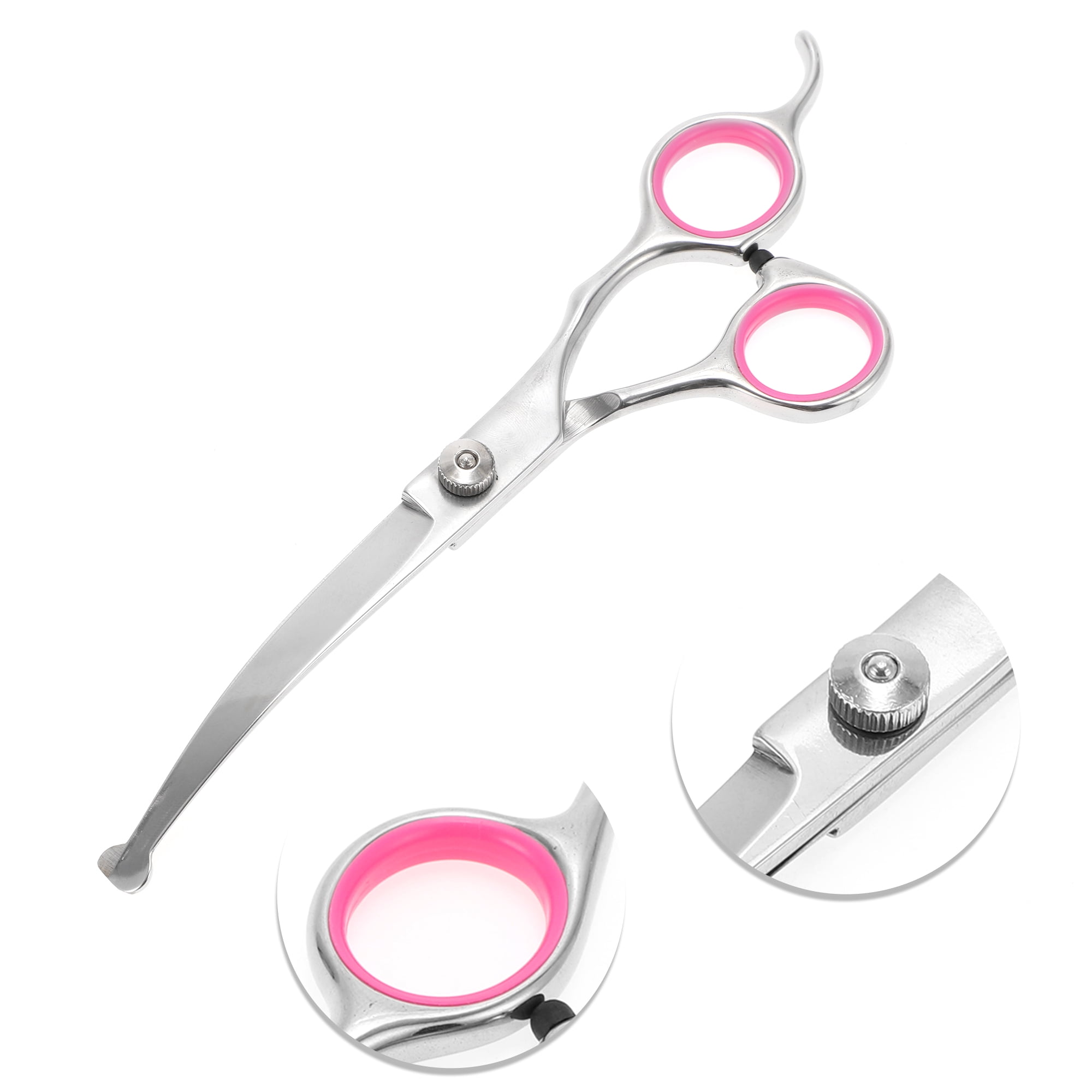 Unique Bargains 1 Pc Round Head Dog Grooming Scissors for Pets 6 Inches Silver Tone Pink