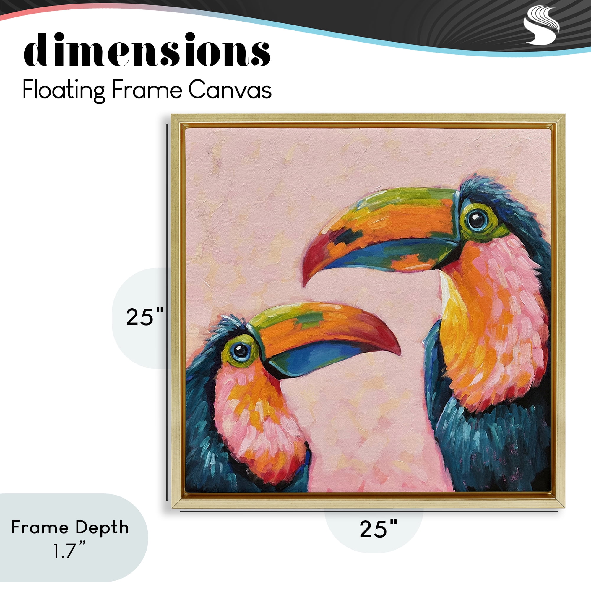 Stupell Industries Tropical Toucan Paradise Gold Framed Floater Canvas Wall Art, design by Lucia Stewart