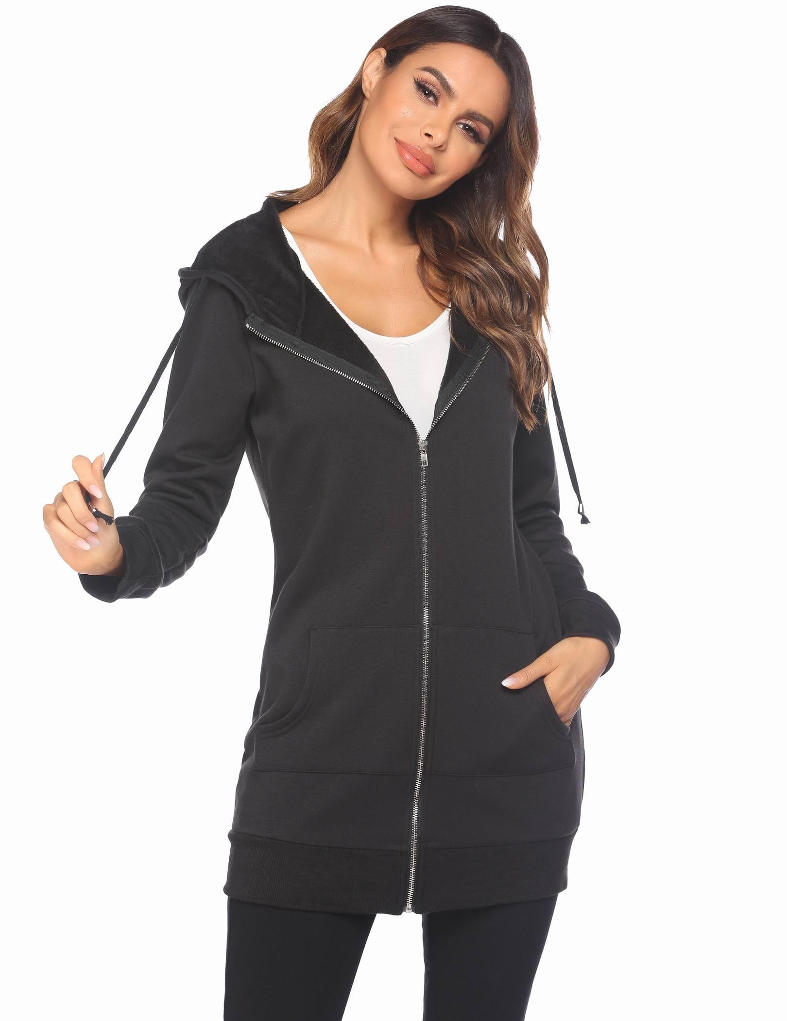 Zeagoo Women's Zip Up Hoodies Long Sleeve Fall Fleece Jacket Casual Oversized Tunic Hooded Sweatshirt With Pockets Winter Coats