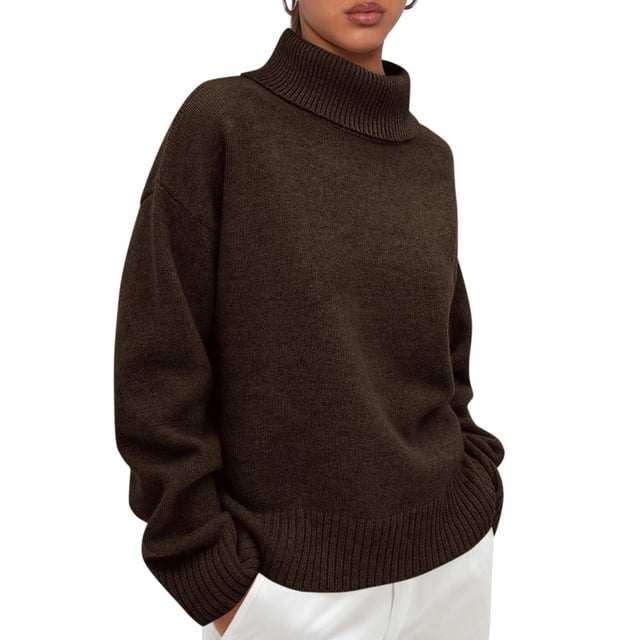 Suéter PRETTYGARDEN Cuello Alto Marrón Talle XXL Holgado