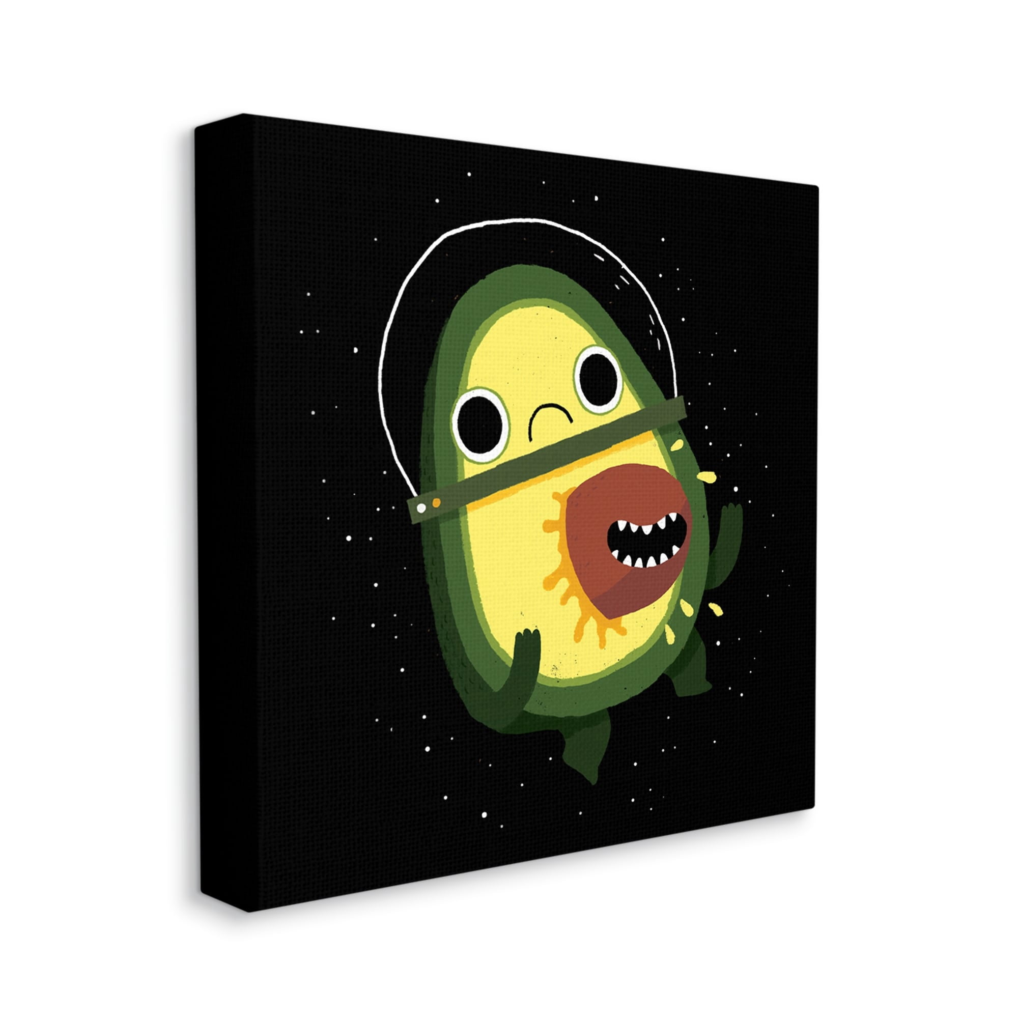 Stupell Industries Green Frowning Avocado Seed Outer Space Astronaut Canvas Wall Art, 17 x 17, Design by Michael Buxton