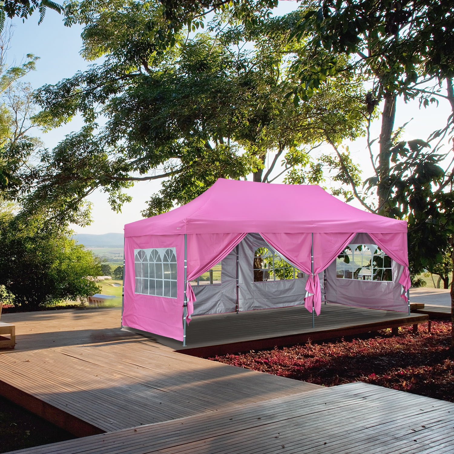 10' x 20' Gazebo Party Tent Patio Canopy Shelter 4 Removable Window Folding w/ 