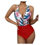 Koudehua One Piece Swimsuit for Women Summer Female Bikini Sexy Printed Bathing Suit