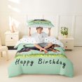 thumbnail image 2 of Homewish Dachshund Balloon Twin Duvet Cover,Pet Lovers Twin Bedding,Green,Happy Birthday Print Decor,Polkadot Reversible,2pcs,1 Duvet Cover and 1 Pillowcase, 2 of 6