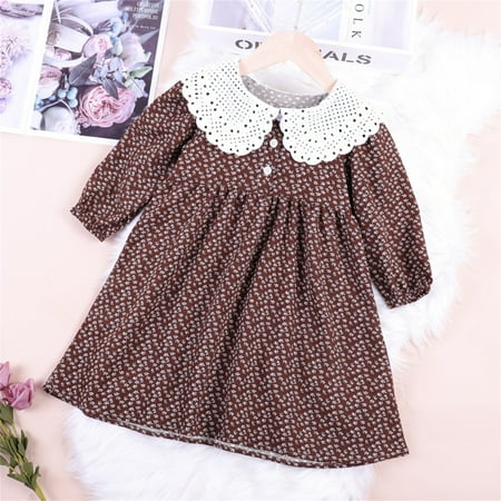 

Babys Girls Boys Floral Spring Winter Long Sleeve Lace Princess Dress Clothes