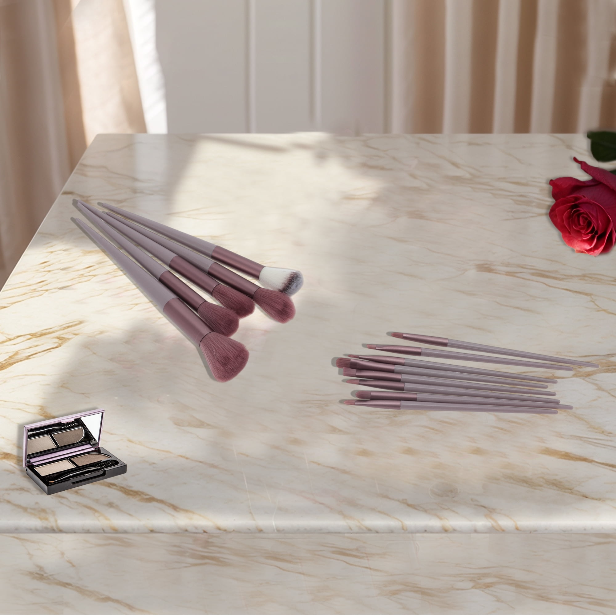 Unique Bargains 13 Pcs Lightweight Makeup Brush for Travel Latte Color