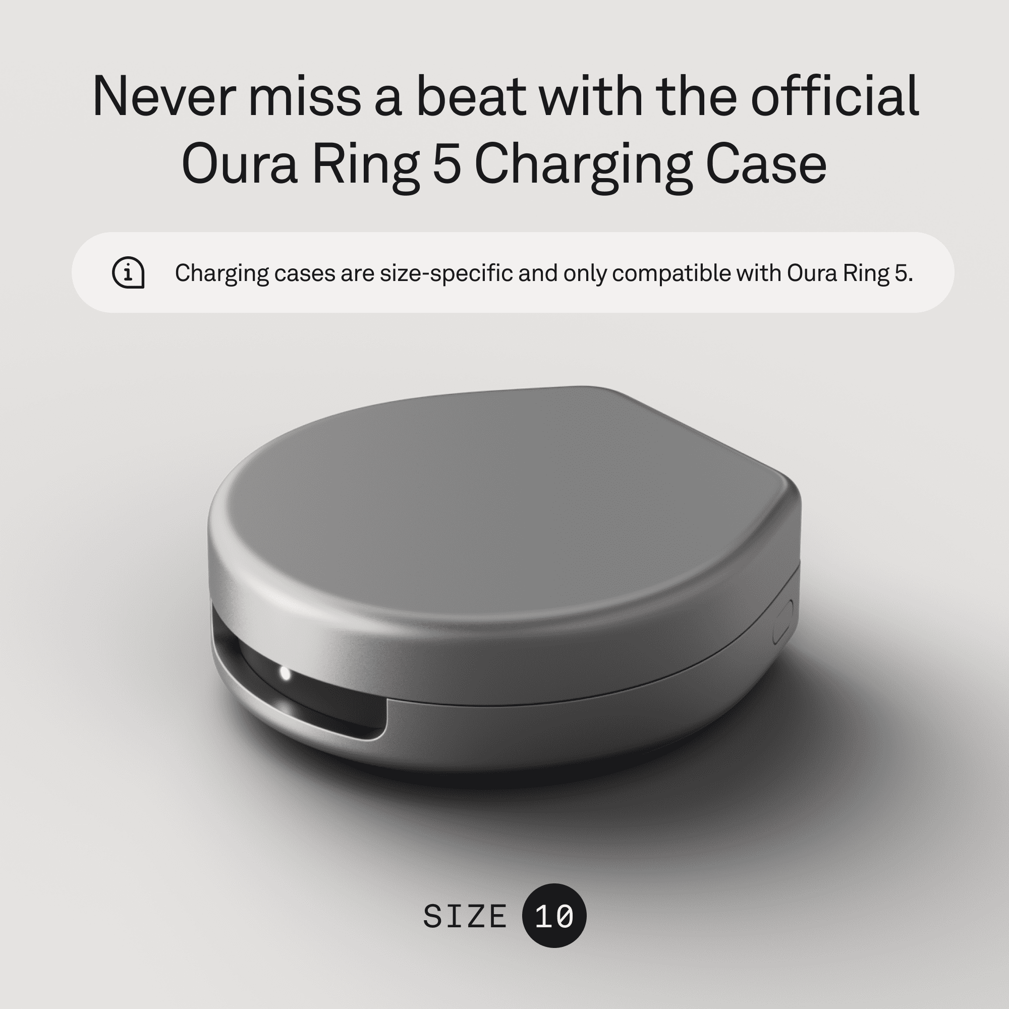 Oura Ring 5 Official Charging Case - Size 10 - Up to a month of battery life - USB-C Cord Compatible&nbsp;&nbsp;