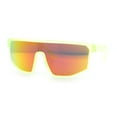 thumbnail image 4 of Bold Color Mirror Shield Sport Plastic Wrap Curved Sunglasses Neon Green - Orange Mirror, 4 of 8