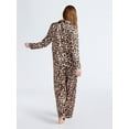 thumbnail image 3 of Joyspun Women’s Stretch Satin Notch Long Sleeve Top and Pants Pajama Set, 2-Piece, Sizes XS-3X, 3 of 5