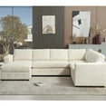 thumbnail image 5 of Oversized Modern Living Room With Storage Function, 114", Chenille, Crystal Buttons, Beige For Comfort Upholstered Plentiful Space, Design, 5 of 6