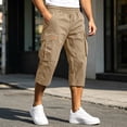 thumbnail image 4 of Resicozy Mens Long Cargo Shorts Below Knee with Pockets Lightweight Summer Baggy Classic Shorts Khaki 4XL, 4 of 7