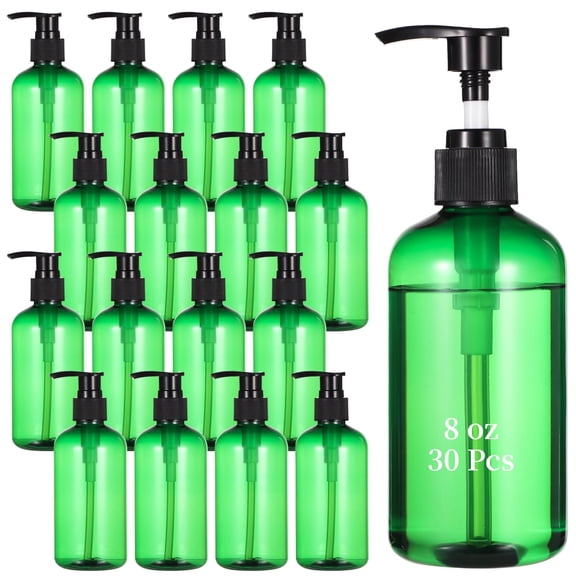 30 Pack 8 oz Empty Pump Bottles, Leak-Proof Refillable Travel Bottles for Shampoo, Lotion, Conditioner, Semi-Transparent Plastic Dispensers