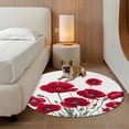 thumbnail image 2 of Red Poppy Round Area Rug 3.3Ft Washable Circle Rugs for Dining Room Table, Spring Summer Farmhouse Flowers Watercolor Non-Slip Carpet Floor Mats Indoor Outdoor Carpet Runner Aesthetic Home Decor, 2 of 8
