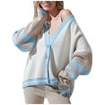 thumbnail image 1 of Cardigan Tricoté pour Femmes Automne Hiver Mode Rayé Chandail Ample Doux Confortable Décontracté Manches Longues, 1 of 5