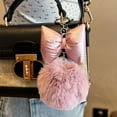 thumbnail image 4 of Wznxdo Cute Fluffy Ball with Bow Keychain Faux Fur Pom Pom Ball Keyring Artificial Fur Alloy Key Chain Hanging Ornament Decor for Bag Handbag Backpack Purse Wallet Car Charm Key Rings, 4 of 6