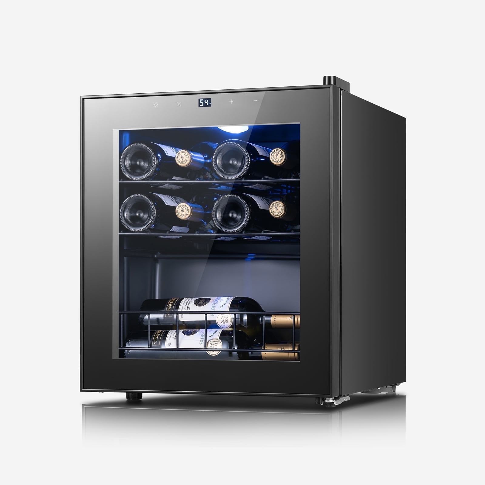 Yeego 1.63 cu.ft. Wine Cooler, 12 Bottle Mini Wine Refrigerator for Office/Home/Dorm with Glass Door, Black