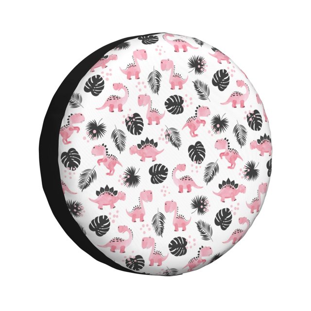 Fotbe Cute Dinosaur Funda de Llanta de Repuesto con Estampado, Engrosada, Ajuste Universal para Jeep, Remolque, RV, SUV, Camión-17 inch