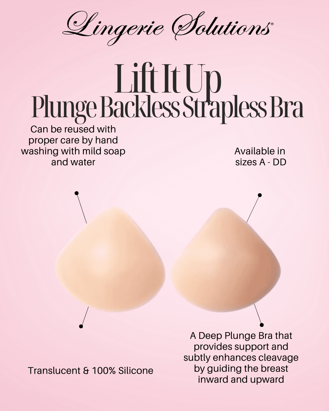 Fashion Forms Women's Lift it up Plunge Backless Strapless Bra Nude