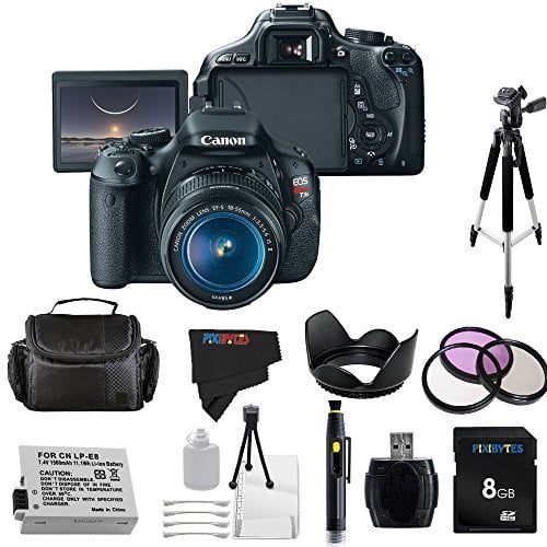 canon eos rebel 600d t3i digital slr camera with ef s 18 55mm f 3 5 5 6 is lens pixi basic accessory bundle
