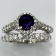 thumbnail image 2 of HeartsAndYou 3ct Natural Amethyst & Diamond Engage Ring Halo Bridal Set 14k SOLID White Gold, 2 of 9