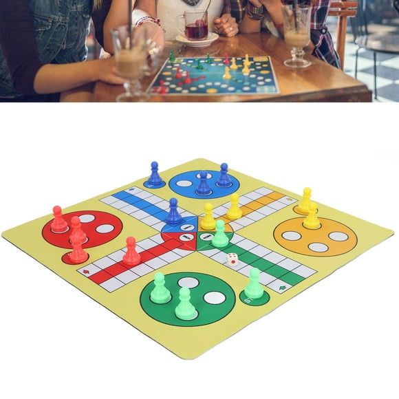 Ludo Chess Set, Ludo Board Game Educational with 16 Chess Pieces for Indoor