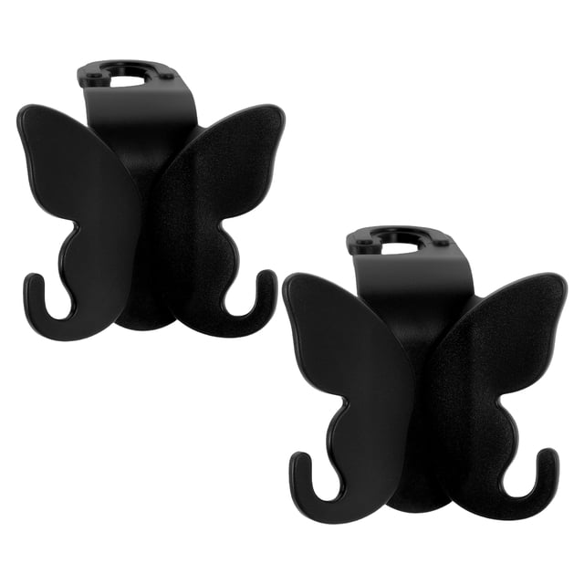 2 ganchos para reposacabezas de coche: gancho con forma de mariposa para el respaldo del asiento del vehículo. Organizador para colgar bolsos, carteras y paraguas.