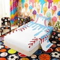 thumbnail image 2 of Erosebridal Blue Drippy Baseball Print Twin Sheet Sets, Sports Monogram Bedding for Kids Boys and Girls, 1 Flat Sheet, 1 Fitted Sheet and 1 Pillowcase, 2 of 6