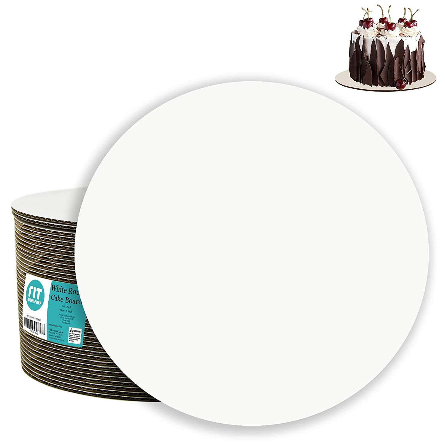 [20 Pack] 8 Inch Round Cake Boards - Grease Proof Cardboard Disposable ...
