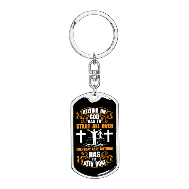 Start All Over Everyday Orange Stainless Steel or 18k Gold Premium Swivel Dog Tag Keychain